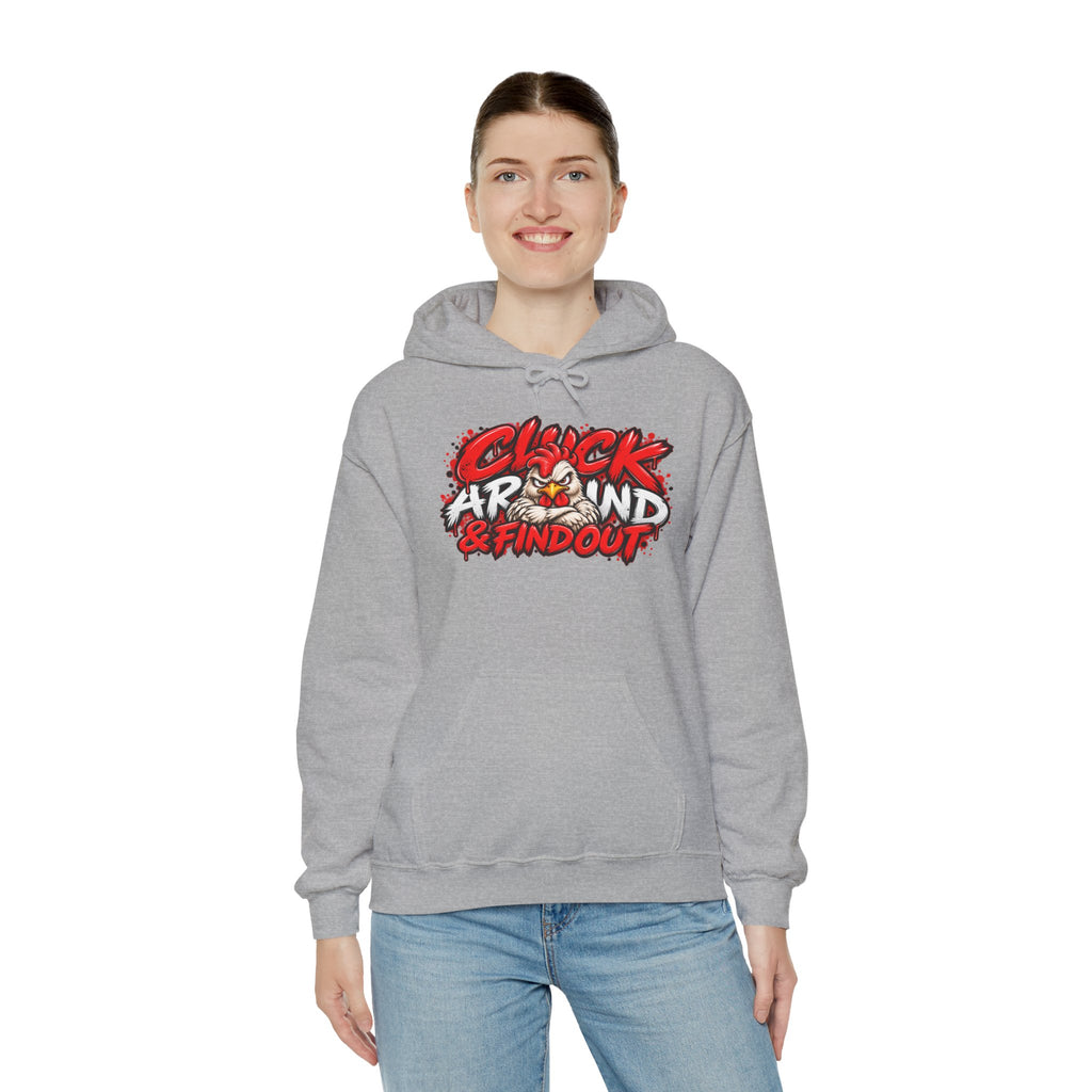 Cluck Around & Find Out Hoodie | Chicken Cartoon Graphic Sweatshirt