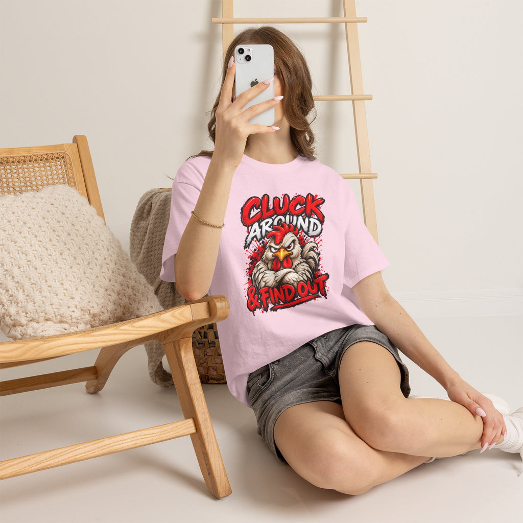 Cluck Around & Find Out Chicken Tee | Angry Rooster Graphic Shirt