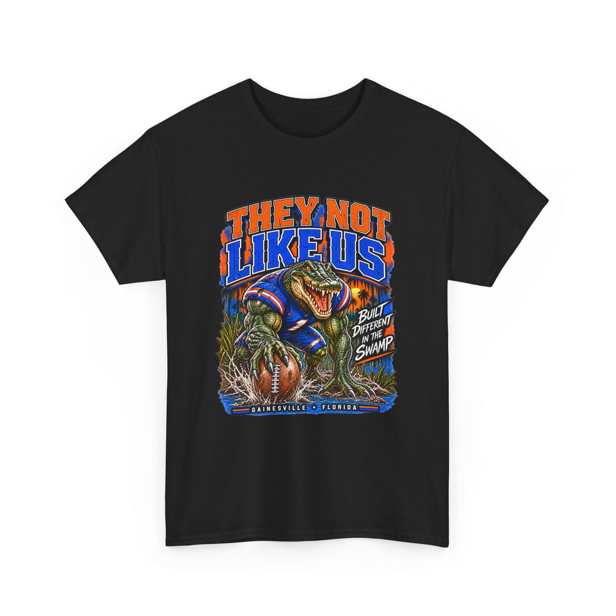 They Not Like Us Alligator Football T-Shirt | Swamp Monster Sports Tee