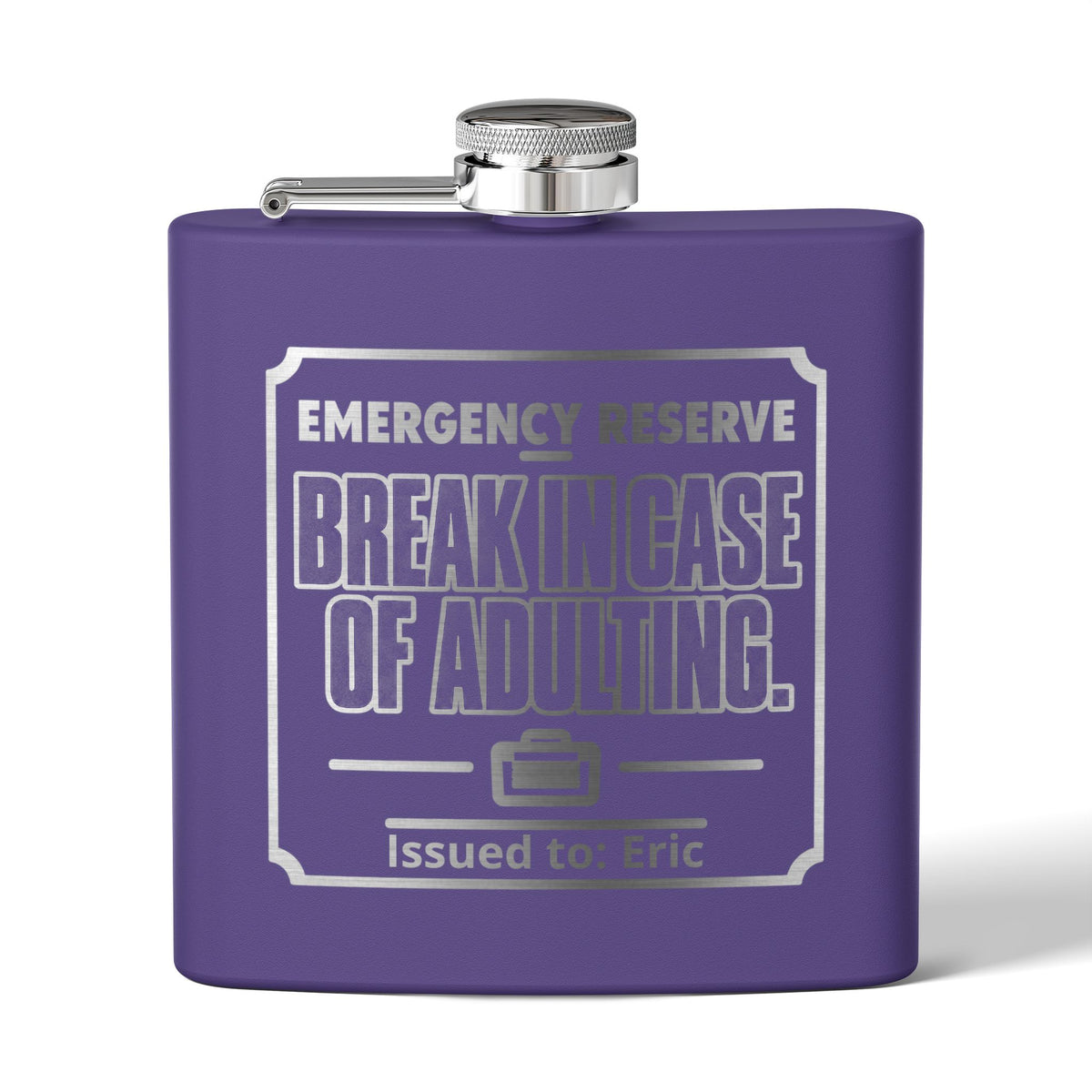 Break In Case of Adulting Personalized Stainless Steel Flask