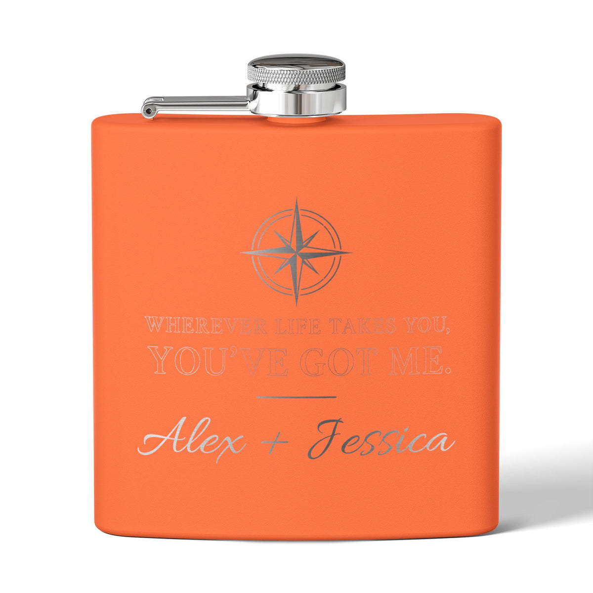 Personalized Compass Flask – “Wherever Life Takes You, You’ve Got Me”