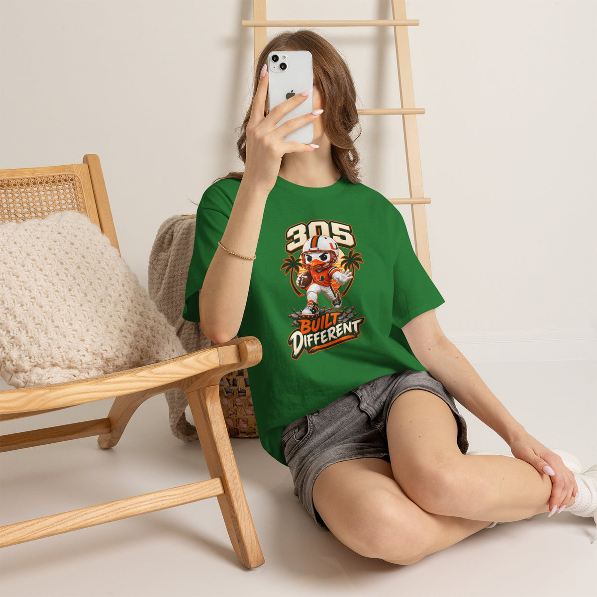 305 Built Different T-Shirt | Miami Hurricanes Helmet Mascot | Canes |College Football