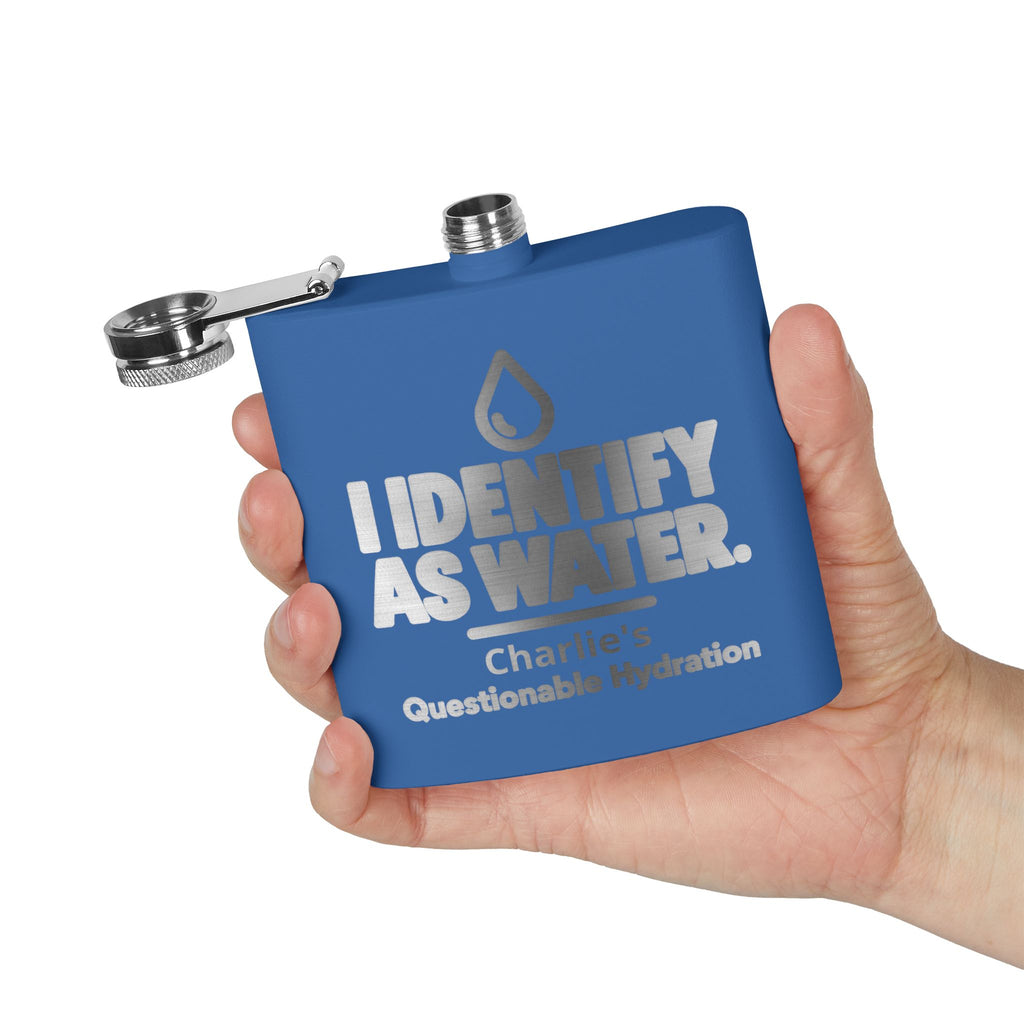 Identify as Water 6oz Stainless Steel Flask – Your Questionable Hydration