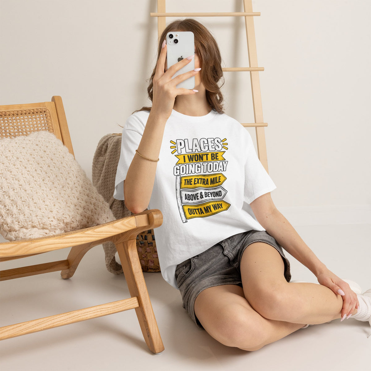 Places I Won't Be Going Today T-Shirt | Funny Road Sign Graphic Tee | Unisex design