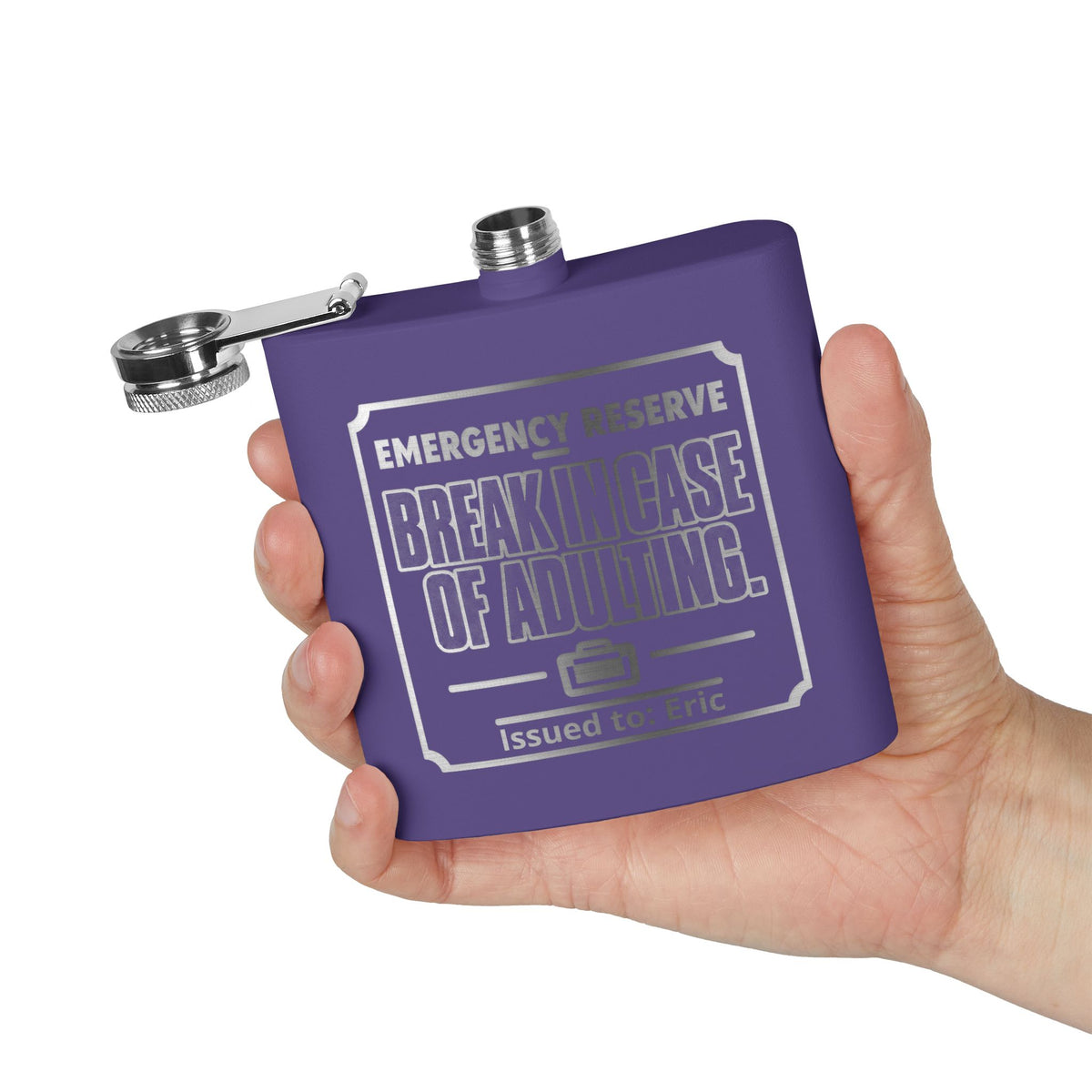 Break In Case of Adulting Personalized Stainless Steel Flask