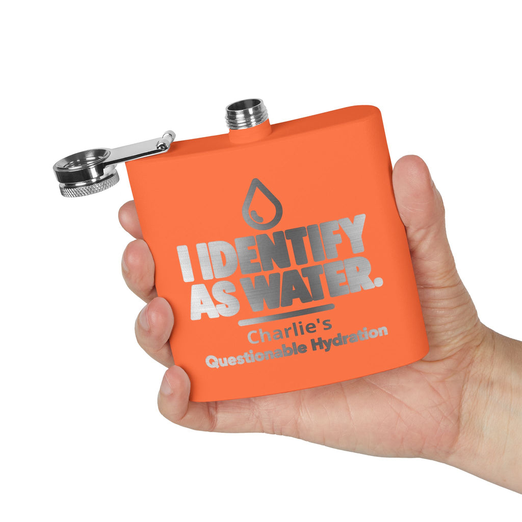 Identify as Water 6oz Stainless Steel Flask – Your Questionable Hydration