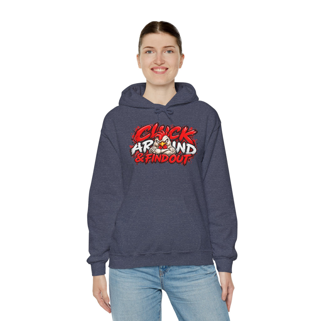 Cluck Around & Find Out Hoodie | Chicken Cartoon Graphic Sweatshirt