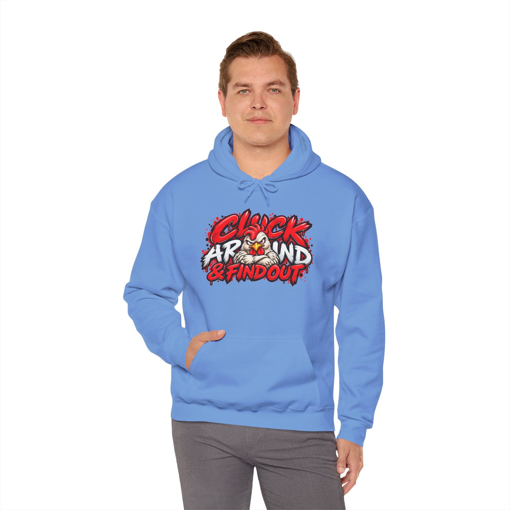Cluck Around & Find Out Hoodie | Chicken Cartoon Graphic Sweatshirt