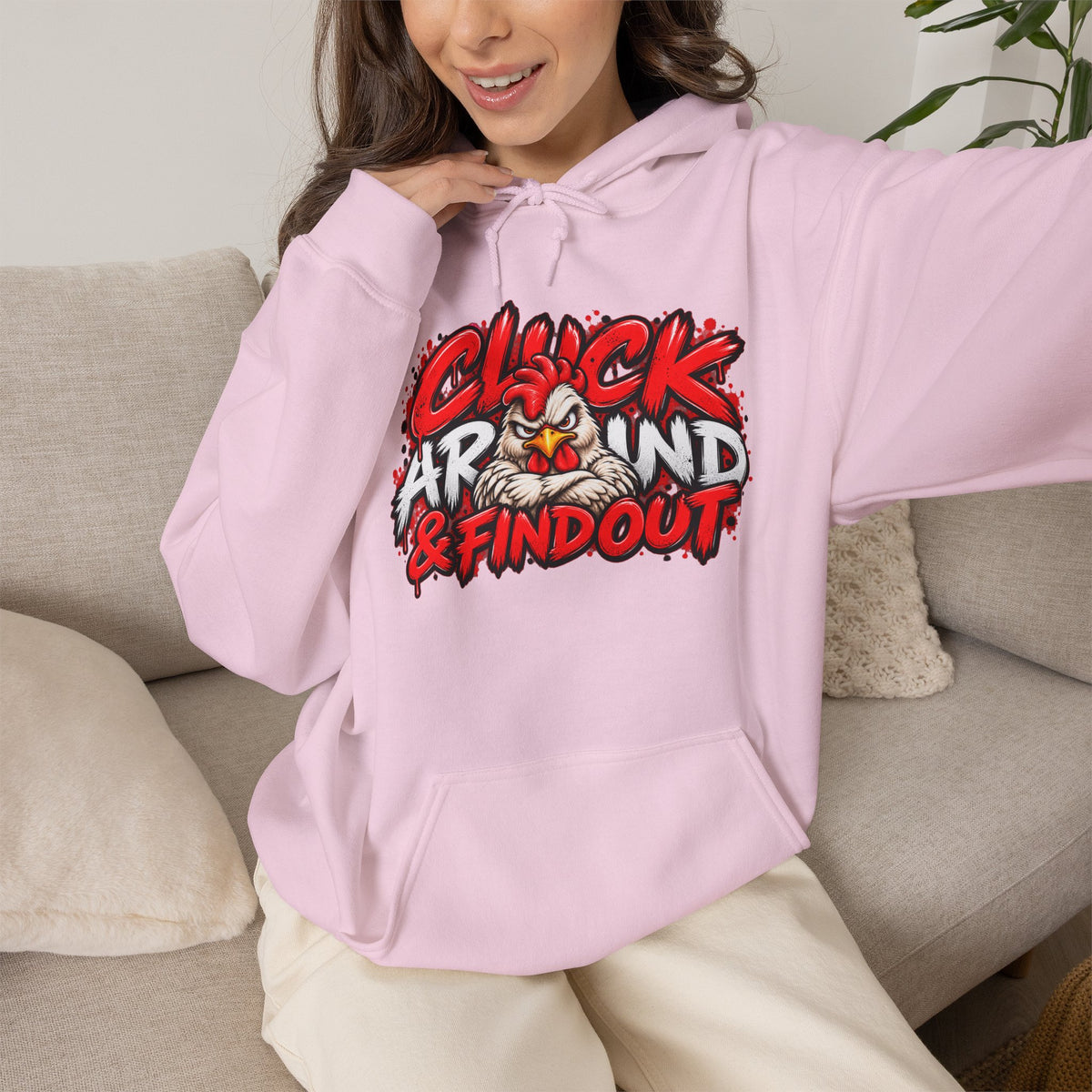 Cluck Around & Find Out Hoodie | Chicken Cartoon Graphic Sweatshirt