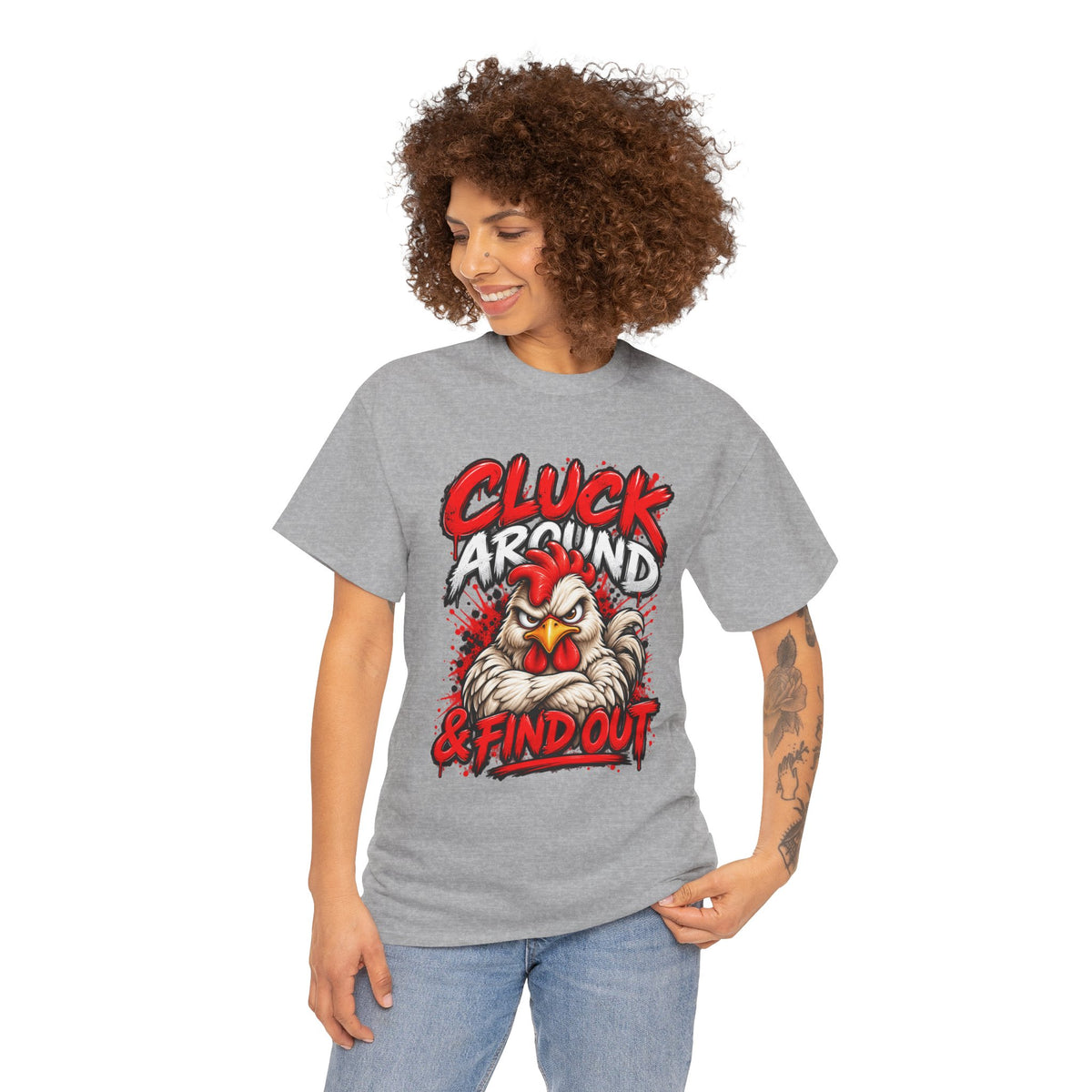 Cluck Around & Find Out Chicken Tee | Angry Rooster Graphic Shirt