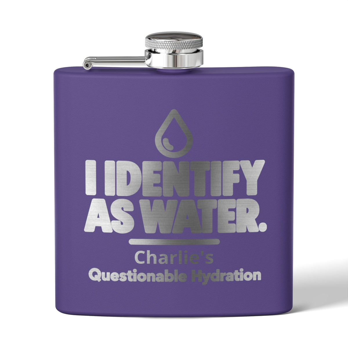 Identify as Water 6oz Stainless Steel Flask – Your Questionable Hydration