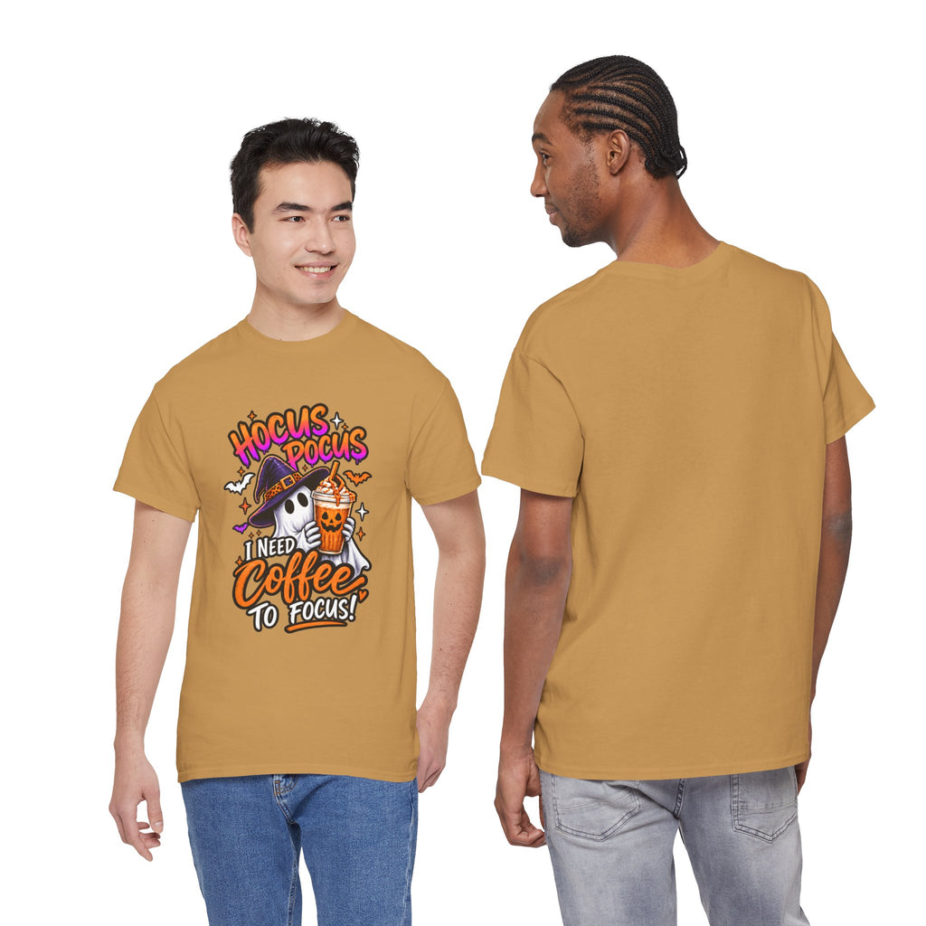 Hocus Pocus I Need Coffee To Focus T-Shirt | Halloween Ghost Witch Coffee Tee | Unisex