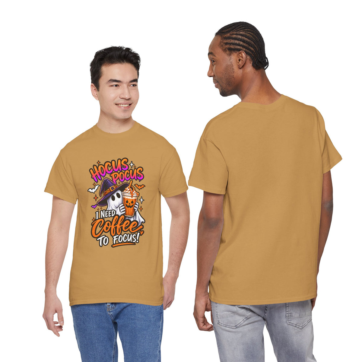 Hocus Pocus I Need Coffee To Focus T-Shirt | Halloween Ghost Witch Coffee Tee | Unisex