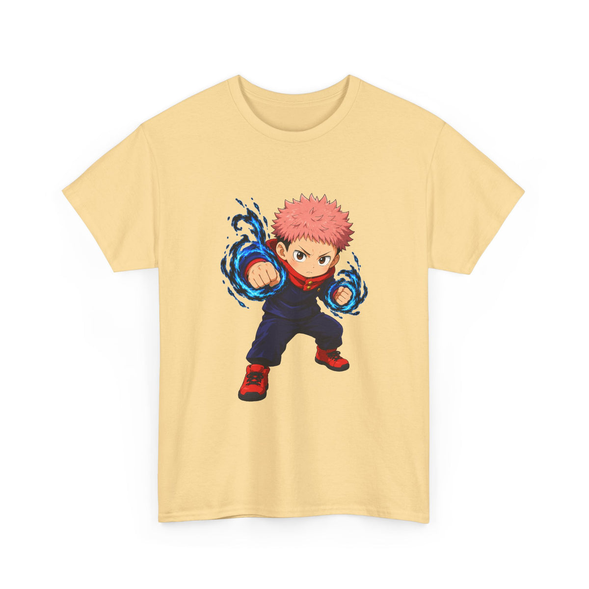 Chibi Fighter Character T-Shirt | Anime Action Pose, Energetic Boy Design