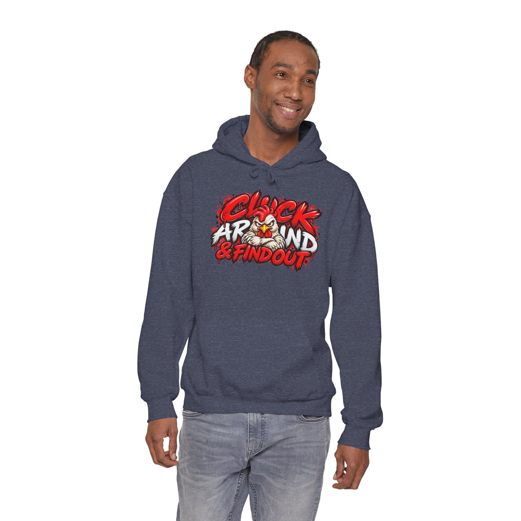 Cluck Around & Find Out Hoodie | Chicken Cartoon Graphic Sweatshirt
