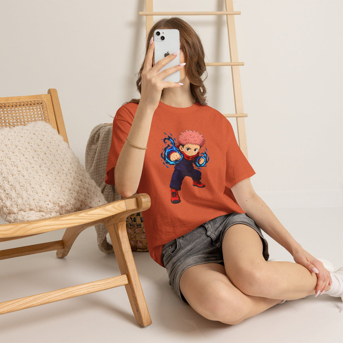 Chibi Fighter Character T-Shirt | Anime Action Pose, Energetic Boy Design