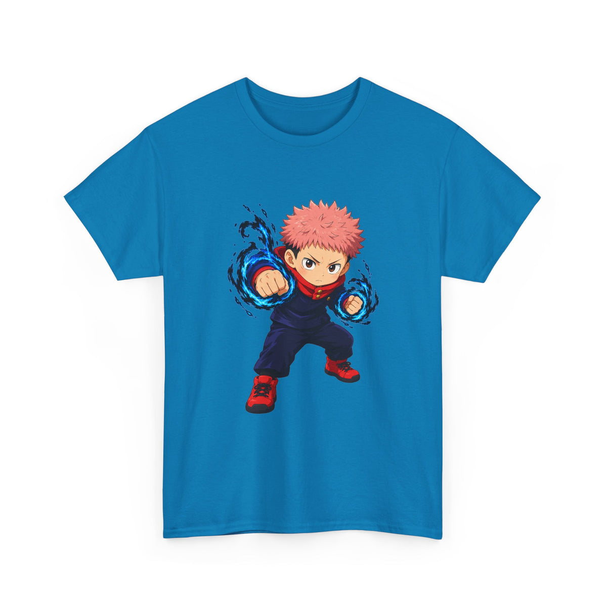 Chibi Fighter Character T-Shirt | Anime Action Pose, Energetic Boy Design