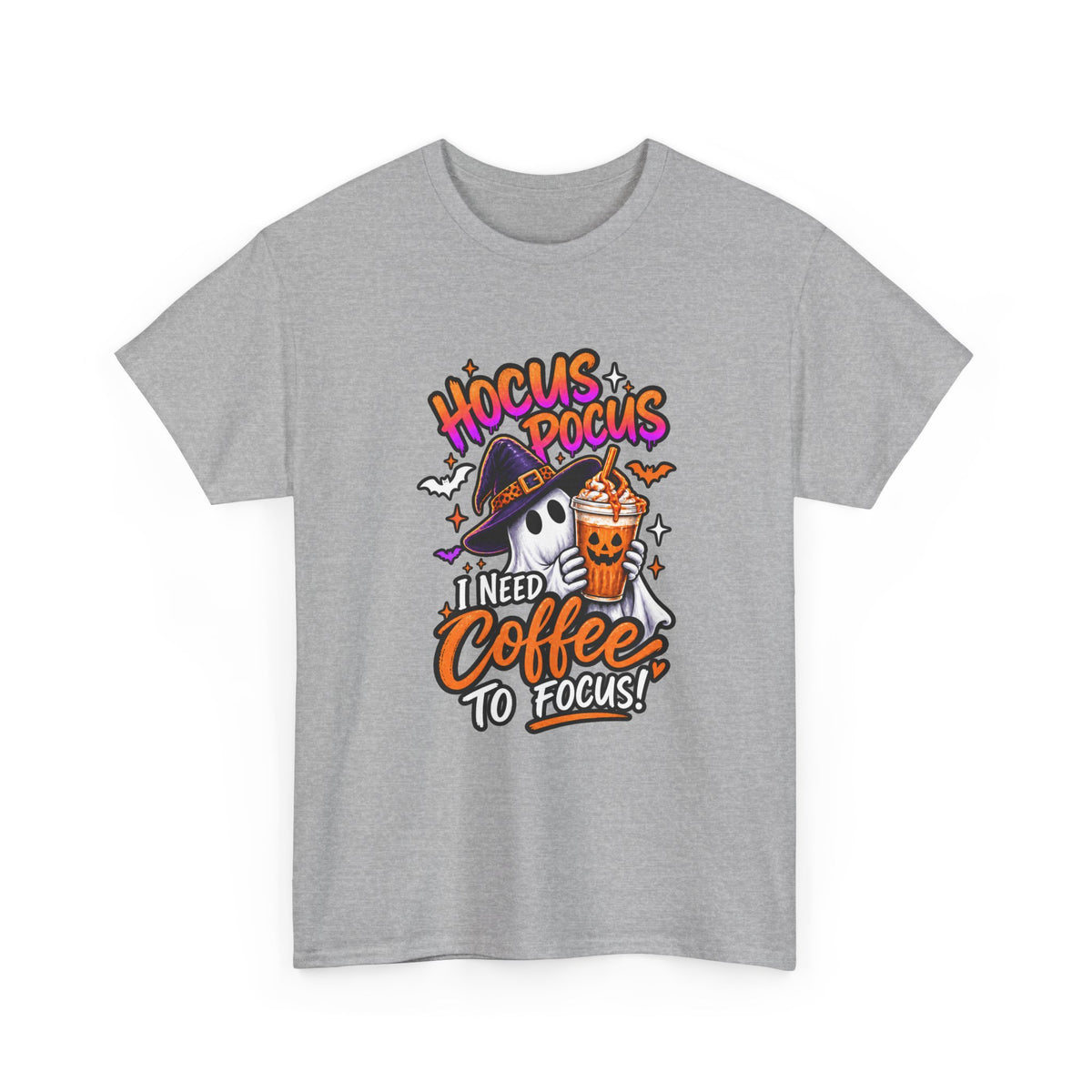 Hocus Pocus I Need Coffee To Focus T-Shirt | Halloween Ghost Witch Coffee Tee | Unisex