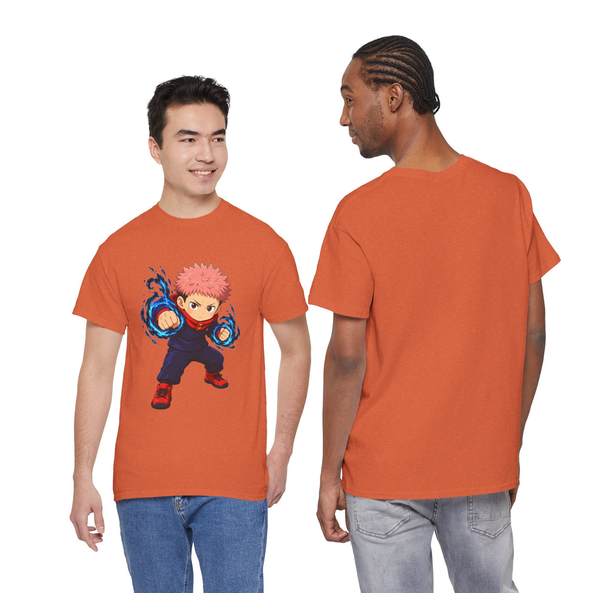 Chibi Fighter Character T-Shirt | Anime Action Pose, Energetic Boy Design