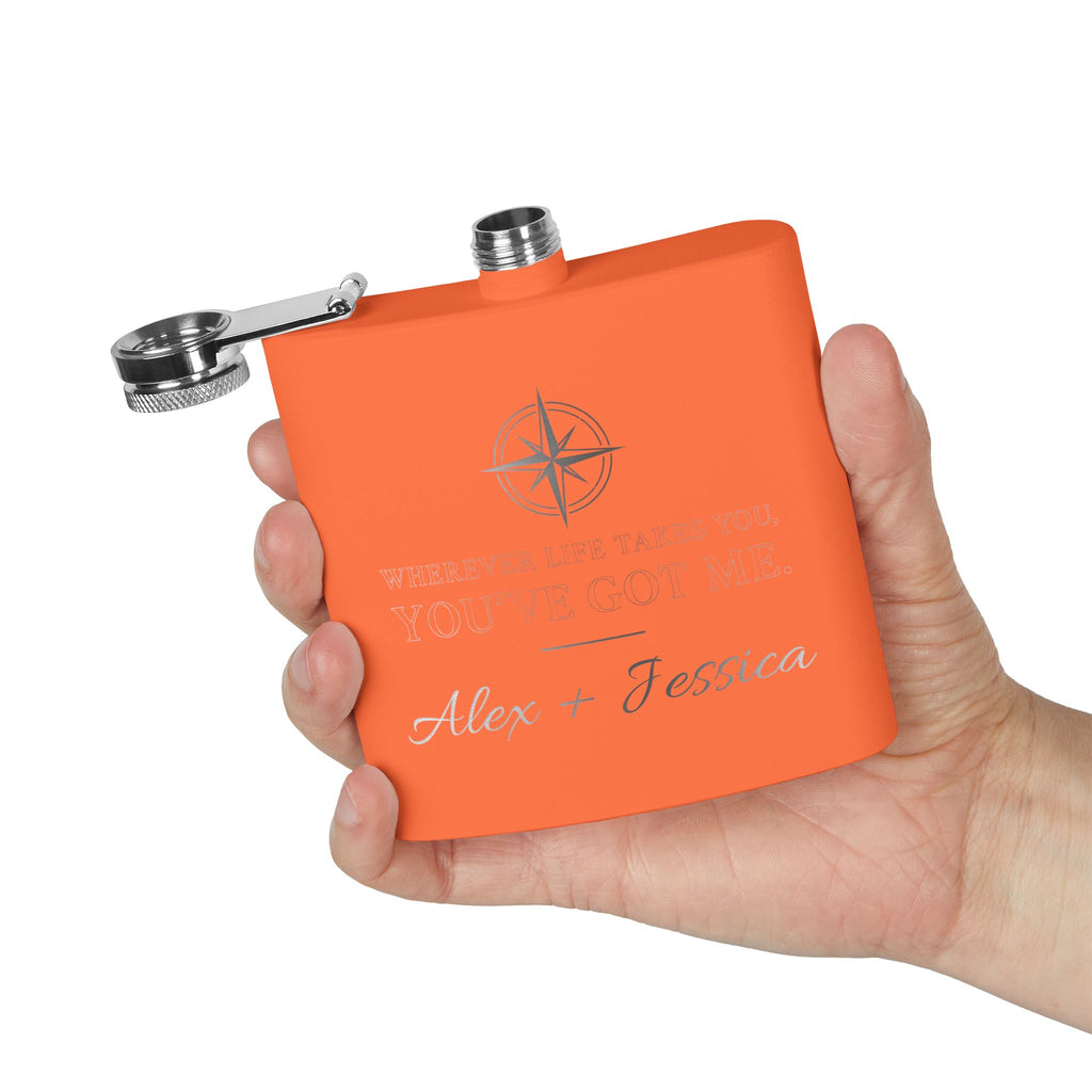 Personalized Compass Flask – “Wherever Life Takes You, You’ve Got Me”