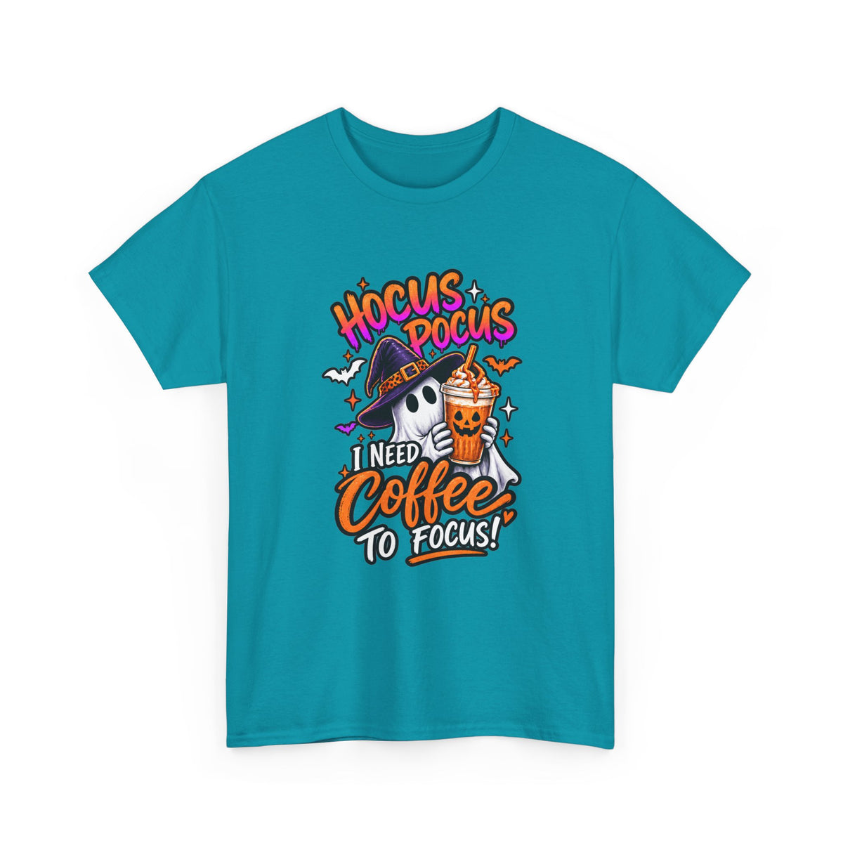 Hocus Pocus I Need Coffee To Focus T-Shirt | Halloween Ghost Witch Coffee Tee | Unisex