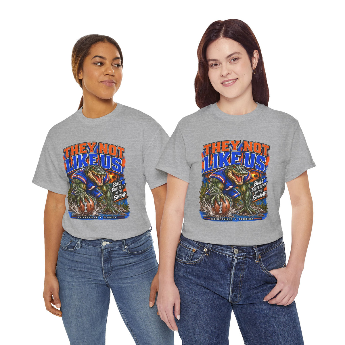 They Not Like Us Alligator Football T-Shirt | Swamp Monster Sports Tee
