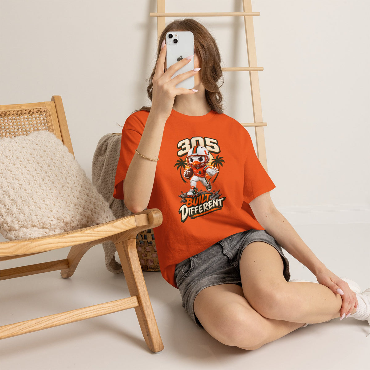 305 Built Different T-Shirt | Miami Hurricanes Helmet Mascot | Canes |College Football