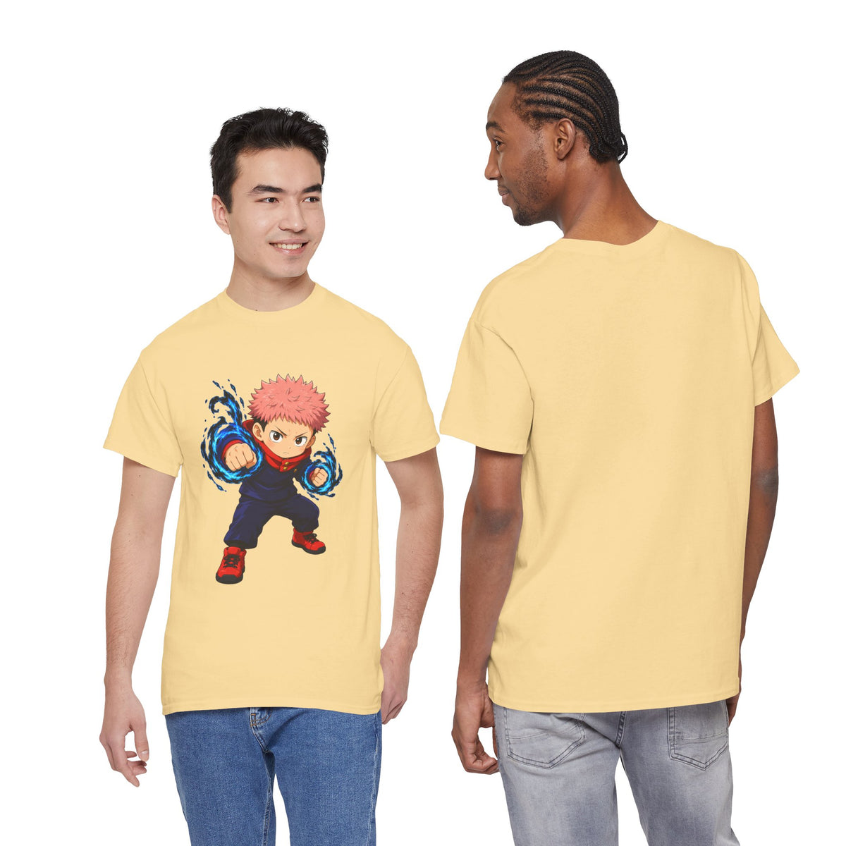 Chibi Fighter Character T-Shirt | Anime Action Pose, Energetic Boy Design