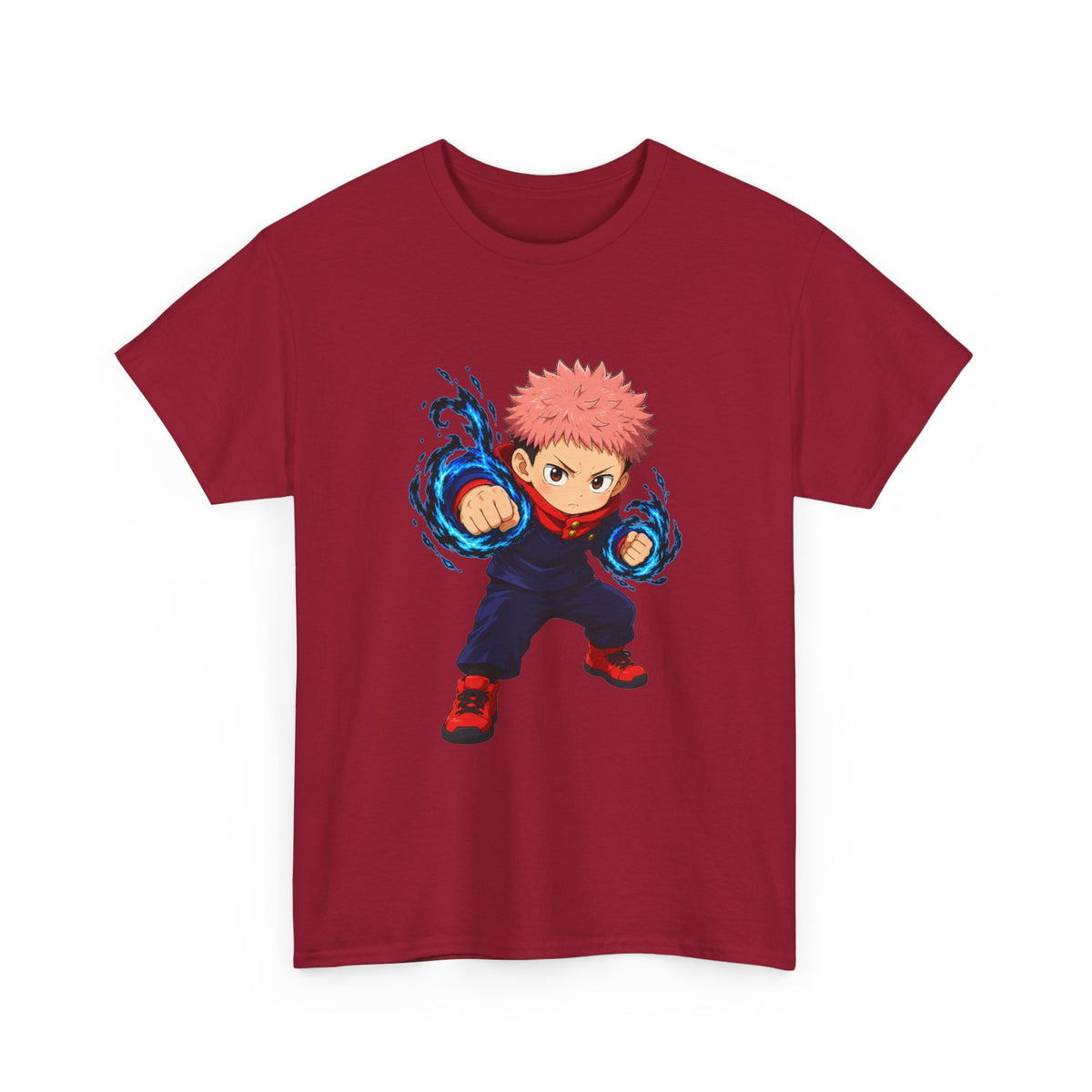 Chibi Fighter Character T-Shirt | Anime Action Pose, Energetic Boy Design