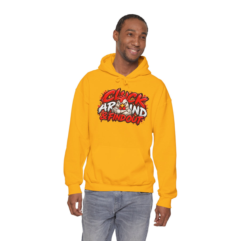 Cluck Around & Find Out Hoodie | Chicken Cartoon Graphic Sweatshirt