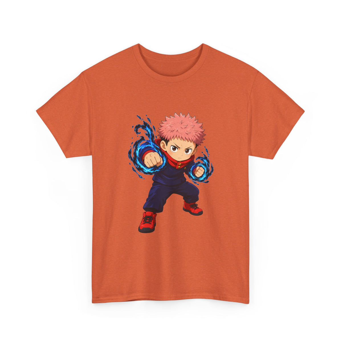 Chibi Fighter Character T-Shirt | Anime Action Pose, Energetic Boy Design