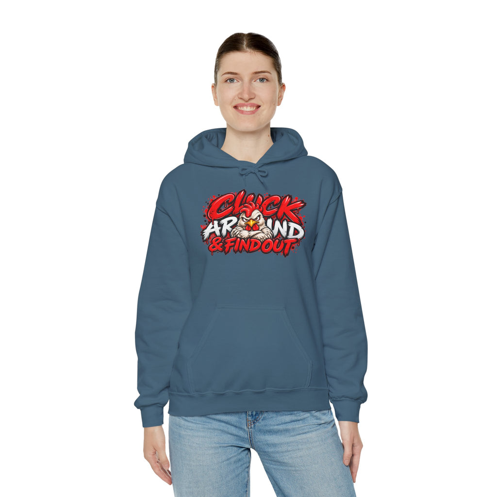 Cluck Around & Find Out Hoodie | Chicken Cartoon Graphic Sweatshirt