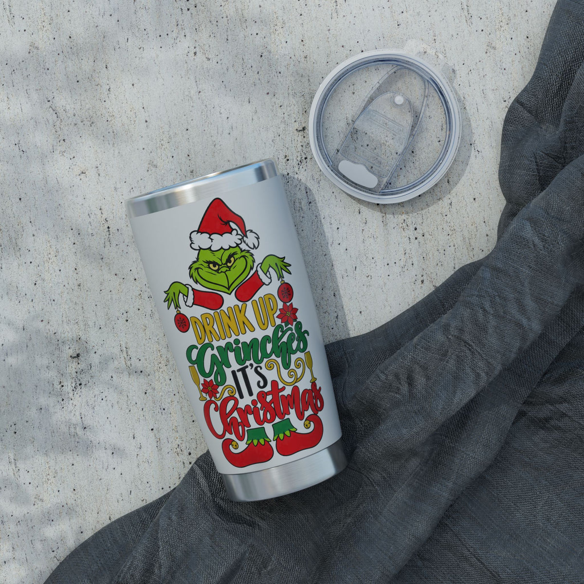 Christmas Grinch 20oz Tumbler — "Drink Up Grinches, It's Christmas"