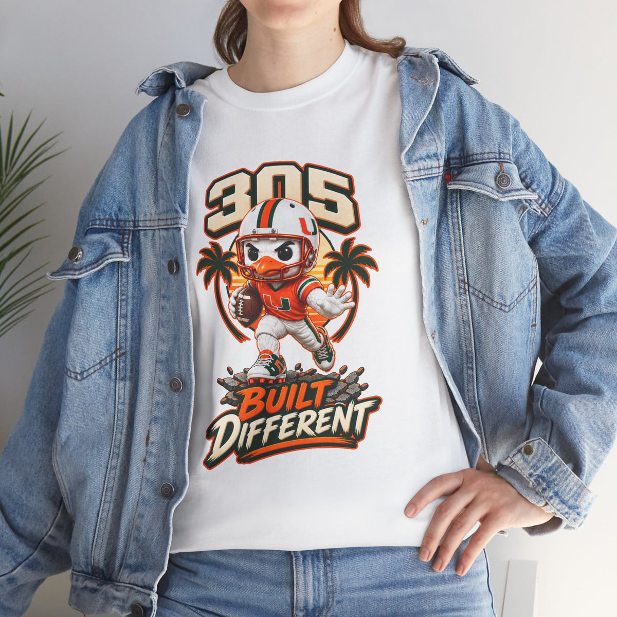 305 Built Different T-Shirt | Miami Hurricanes Helmet Mascot | Canes |College Football