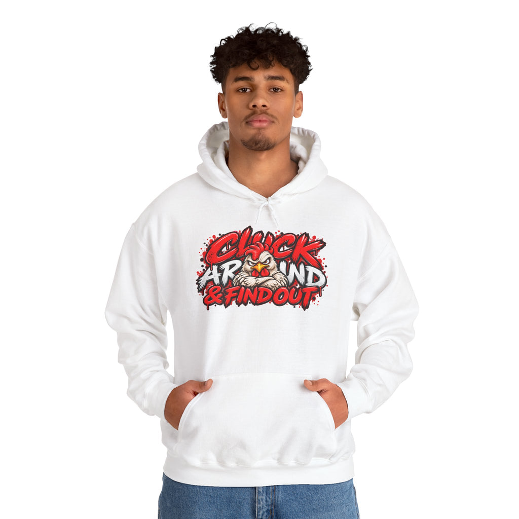 Cluck Around & Find Out Hoodie | Chicken Cartoon Graphic Sweatshirt