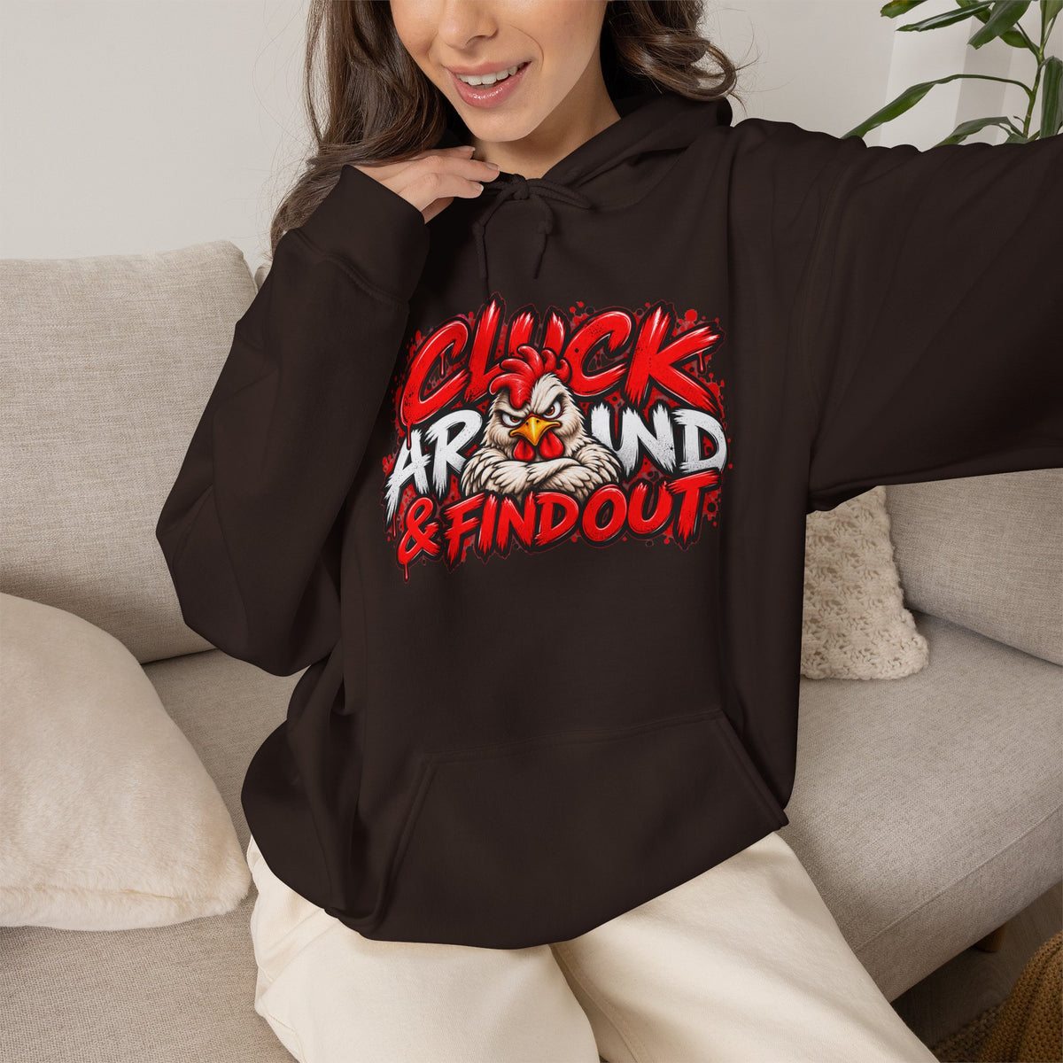 Cluck Around & Find Out Hoodie | Chicken Cartoon Graphic Sweatshirt