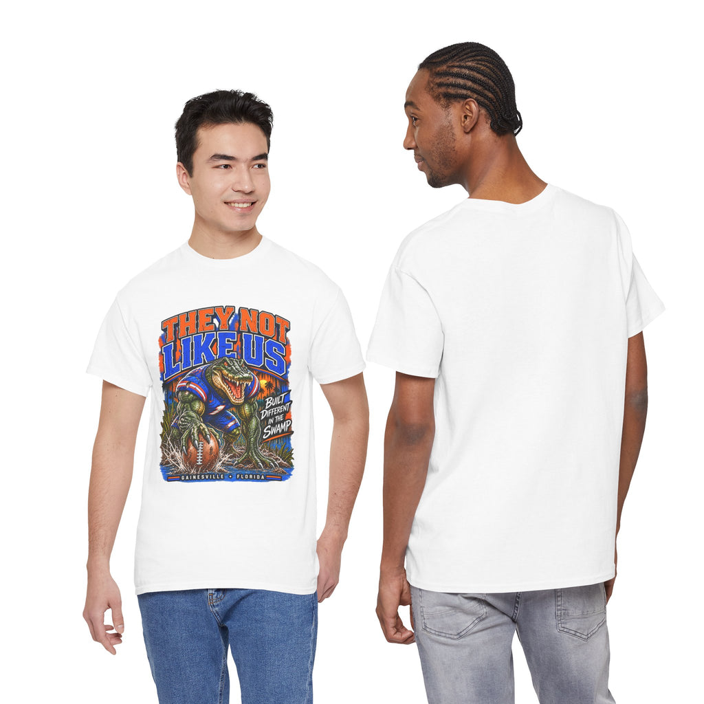 They Not Like Us Alligator Football T-Shirt | Swamp Monster Sports Tee