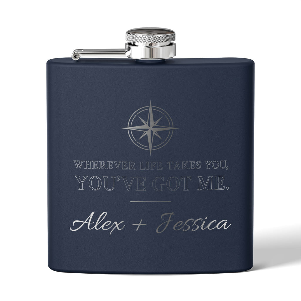 Personalized Compass Flask – “Wherever Life Takes You, You’ve Got Me”
