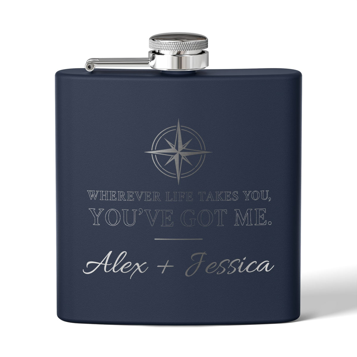 Personalized Compass Flask – “Wherever Life Takes You, You’ve Got Me”