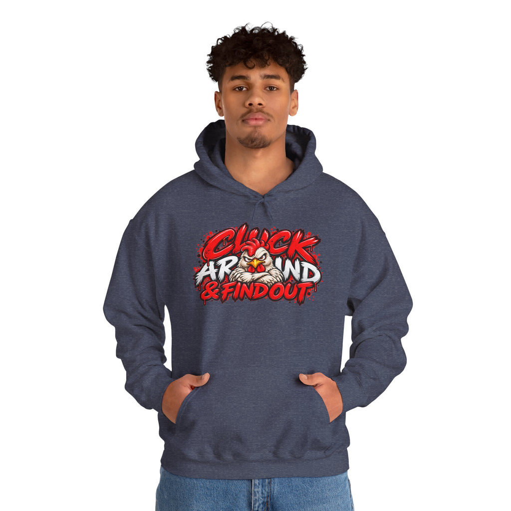 Cluck Around & Find Out Hoodie | Chicken Cartoon Graphic Sweatshirt