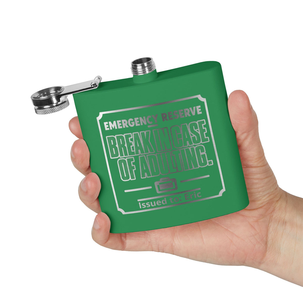 Break In Case of Adulting Personalized Stainless Steel Flask