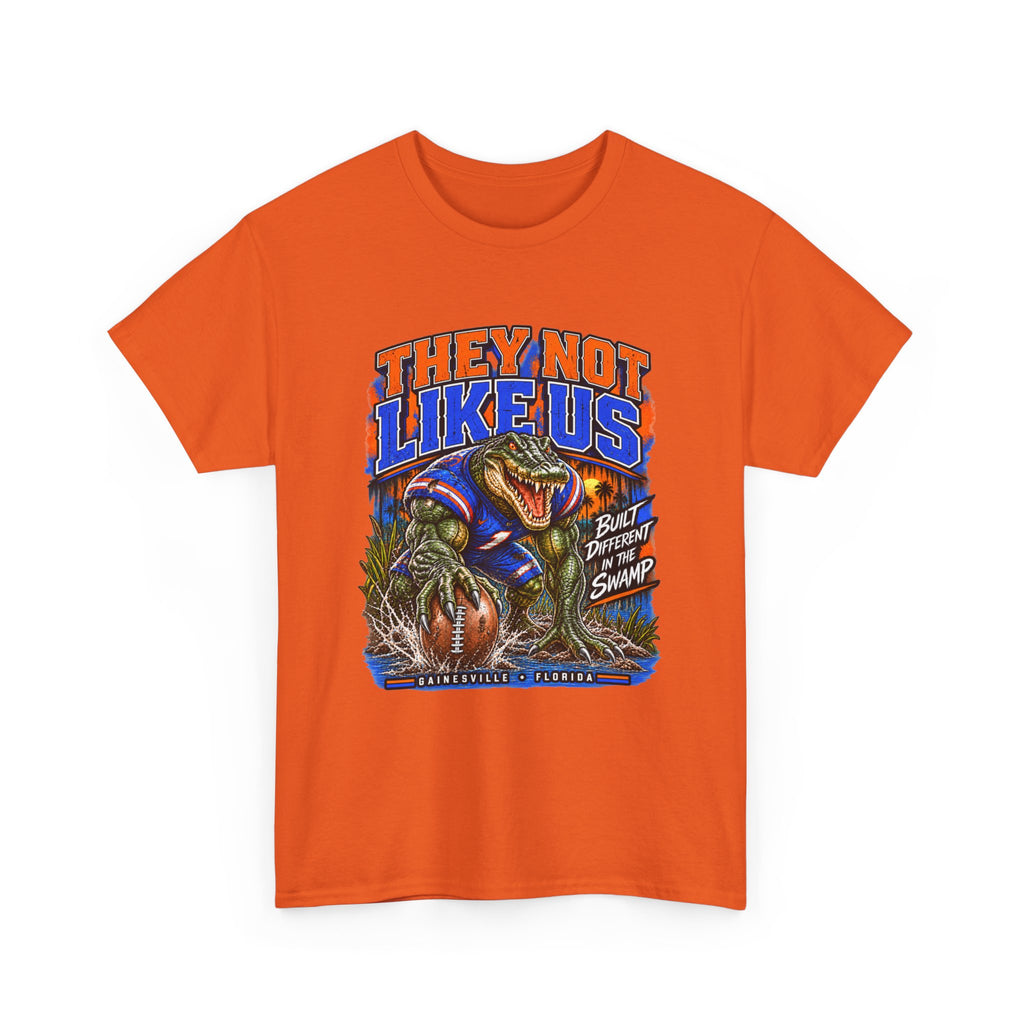 They Not Like Us Alligator Football T-Shirt | Swamp Monster Sports Tee