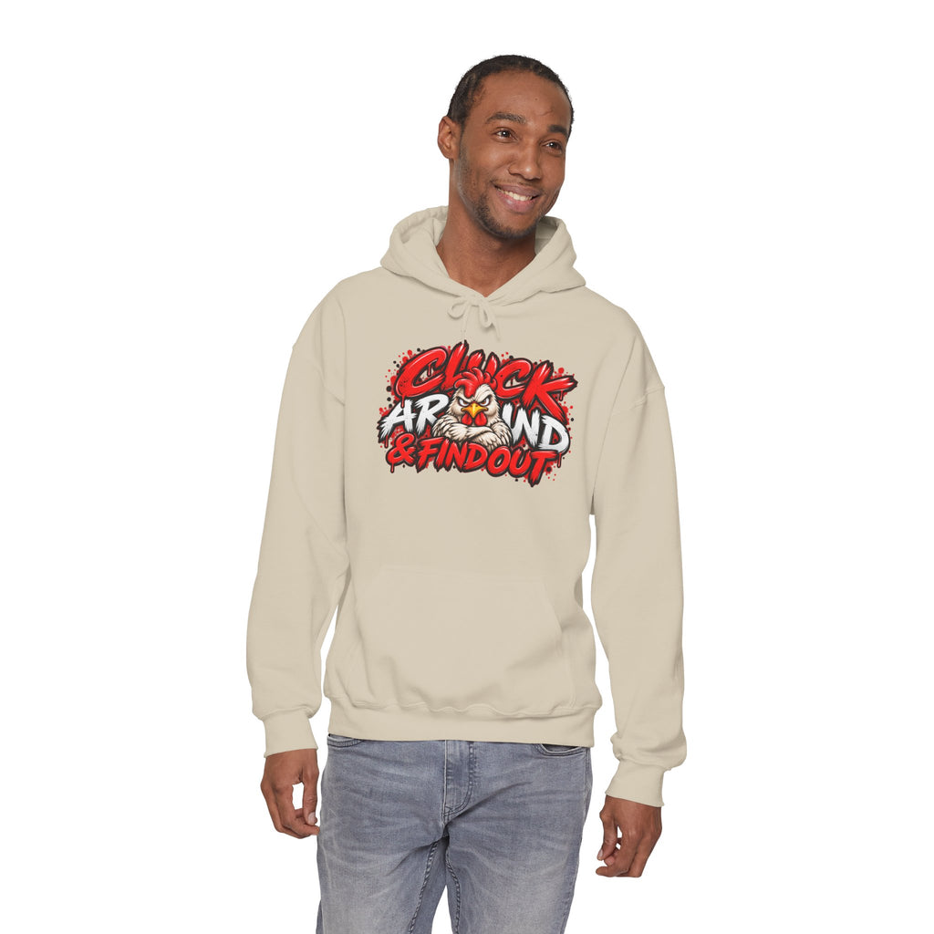 Cluck Around & Find Out Hoodie | Chicken Cartoon Graphic Sweatshirt