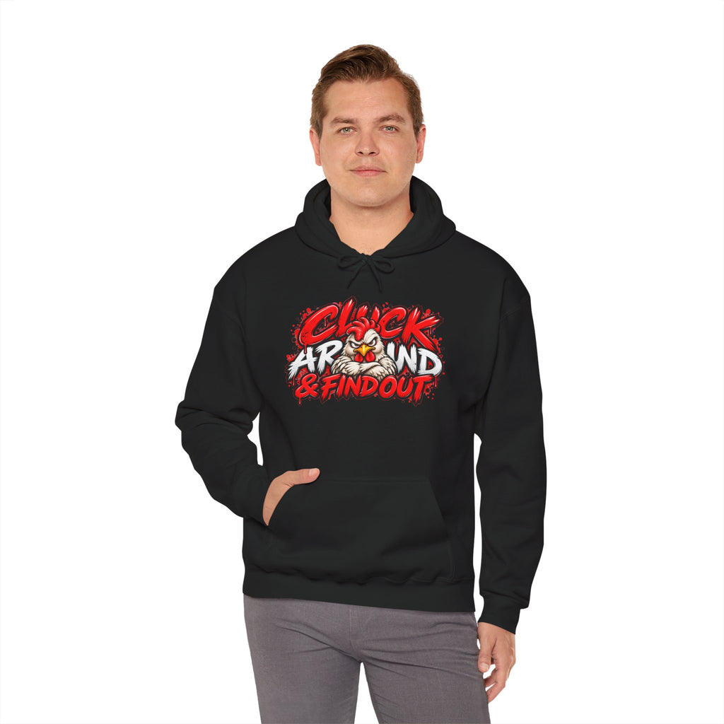 Cluck Around & Find Out Hoodie | Chicken Cartoon Graphic Sweatshirt