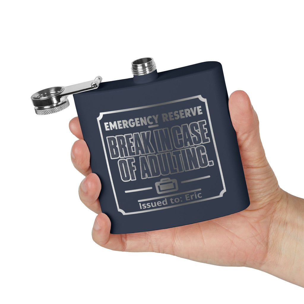 Break In Case of Adulting Personalized Stainless Steel Flask