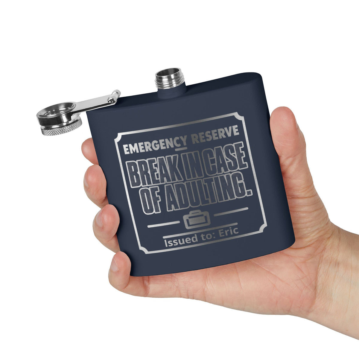 Break In Case of Adulting Personalized Stainless Steel Flask