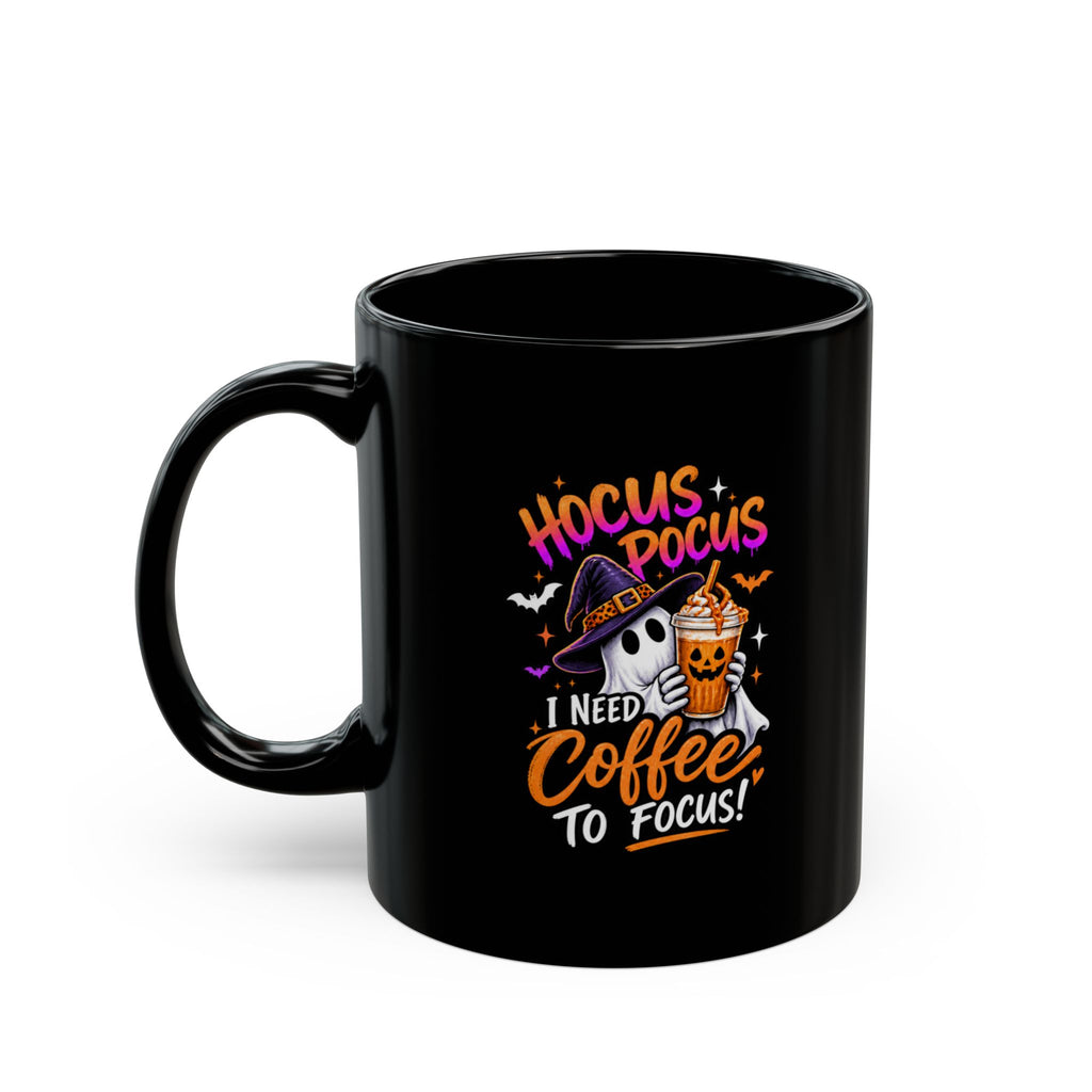 Hocus Pocus Coffee Ghost Witch Mug | Black ceramic 11oz | Halloween