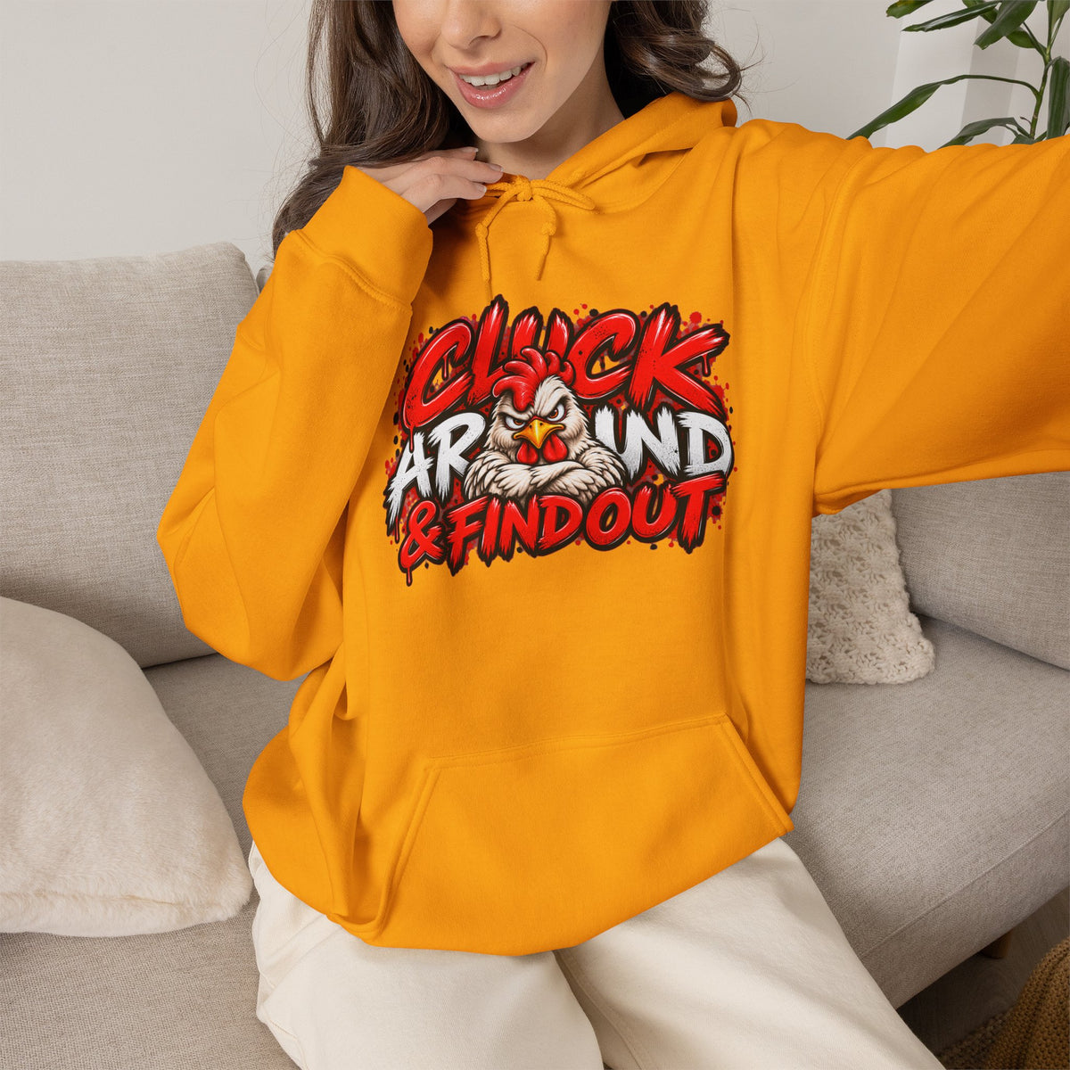 Cluck Around & Find Out Hoodie | Chicken Cartoon Graphic Sweatshirt
