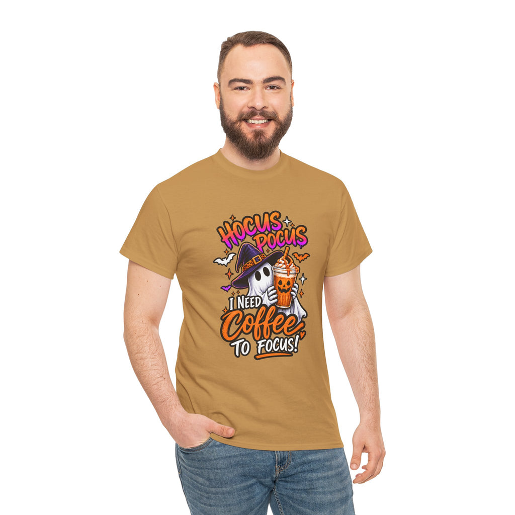 Hocus Pocus I Need Coffee To Focus T-Shirt | Halloween Ghost Witch Coffee Tee | Unisex