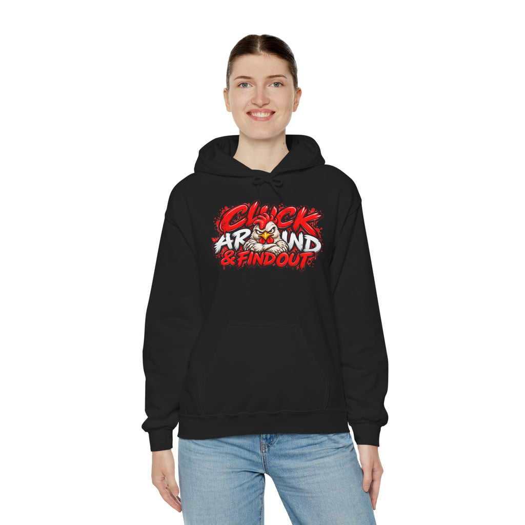 Cluck Around & Find Out Hoodie | Chicken Cartoon Graphic Sweatshirt